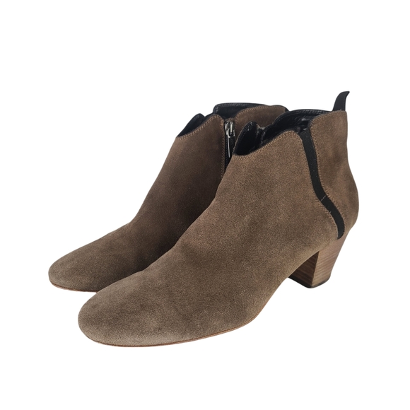 Aquatalia Suede Ankle Boots Side-Zip Booties - Taupe - Picture 3 of 15